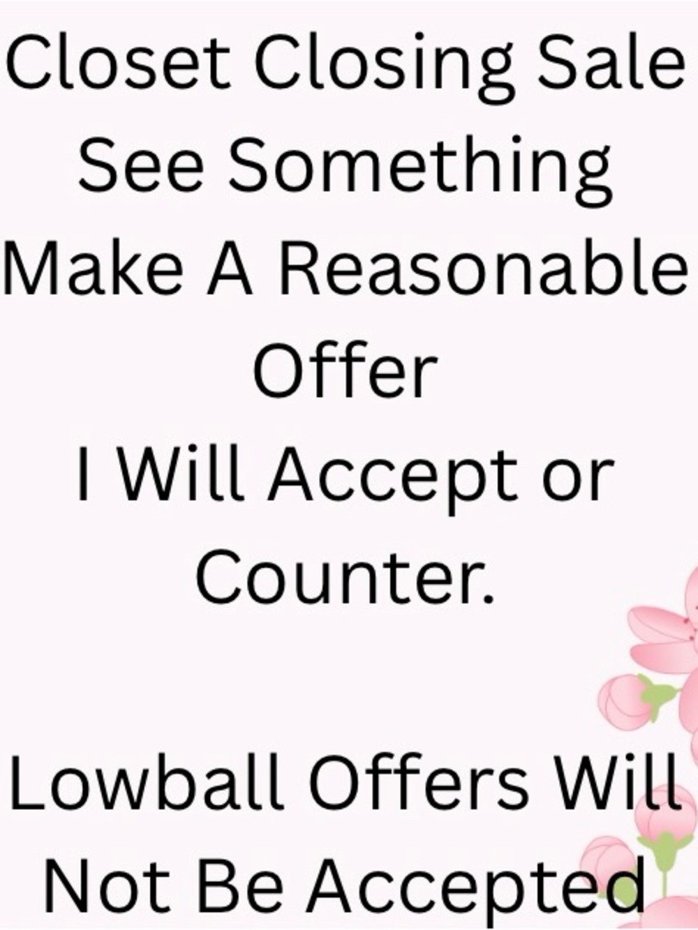 Closet Closing Sale Sign - Floral Text Graphic